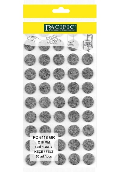 Pacıfıc Gri Yapışkanlı Keçe Ø 18mm