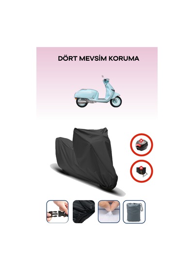 Siyah Arka Çanta Kilit Uyumsuz Yuki Mojito 50 Uyumlu Motosiklet Brandası, 4mevsim