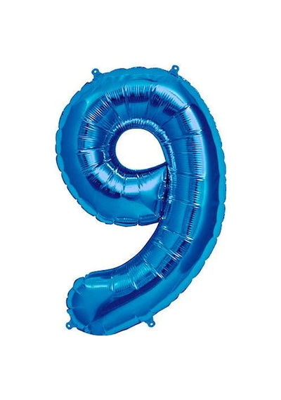 9 Rakam Mavi Folyo Balon 34 İnç 76-82 Cm