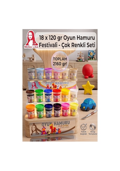 Oyun Hamuru 18 Renk 1 Paket Monalisa 18 Li Oyun Hamuru Kurumaya Karşı Dirençli Okul Öncesi Kreş Yumuşak Çok Renkli