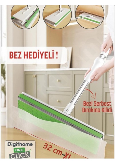 One Click Akıllı Mop Paleti Xl 32cm Tembel Mop El Değmeden Islak Havlu Ve Bez Kullan At Otomatik Dgt-101 Çok Renkli