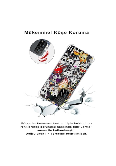 Xiaomi Redmi Note 9 Köşe Korumalı Antişok Kapak Anime Tasarımlı Şeffaf Silikon Kılıf