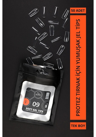Momo Professional Soft Gel Tips Küt No:09 Tek Boy 50 Li Yedek Paket