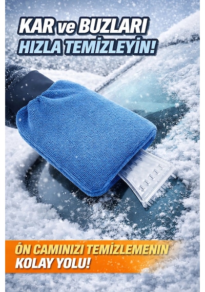 Araç Buz Kazıyıcı Eldiven - Kar Buz Çözücü Kazıyıcı Eldiven Standart