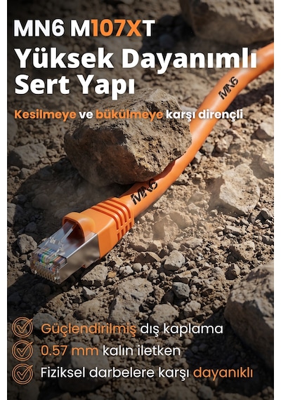 Mn6 M107xt 60 Metre Ethernet Kablosu/cat6 23awg Utp 0.57mm/çıft Kat Korumalı/iç Dış Mekan Uyumlu 60 M