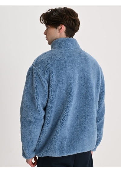 Fenerbahçe Erkek Trend Mikro Detaylı Peluş Sweat Mavi