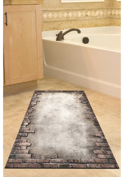 Dekoreko Kaymaz Taban Djt Banyo Halısı Yıldız Deri Modern F5049 gri