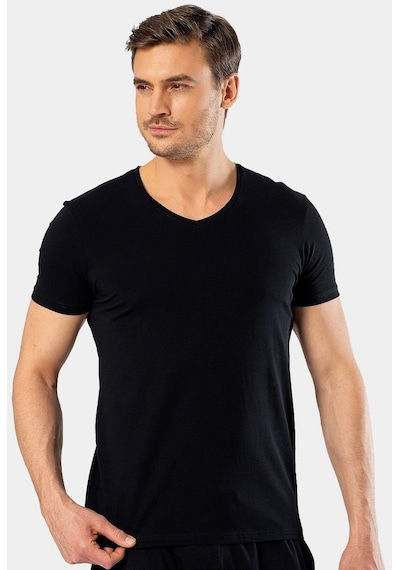 Cacharel Erkek V Yaka Likralı T-shirt 1332/siyah 001