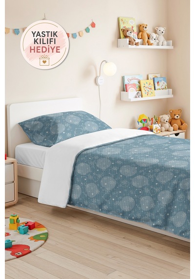 Mavi Yıldızlı Bohem Genç Odası Tek Kişilik Pike Takımı-gece Desenli 160x220 Cm Kapitone Yatak Örtüsü Gölge Koru Akışı
