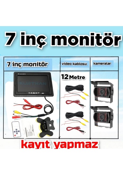 7 İnç Ips Qled Monitör Ve 2 Adet Metal Kasa Kamera 12 24 Volt