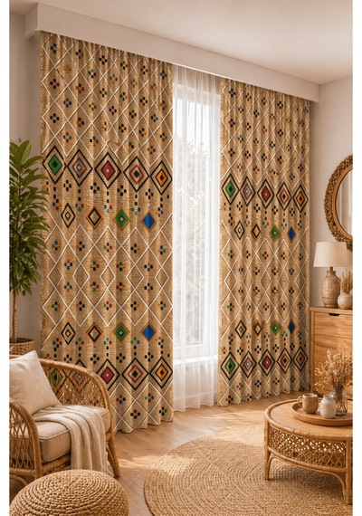 2 Adet 140x260 Cm Ölçüsünde Şık Dekoratif Fon Perde Koleksiyon Kumbeji