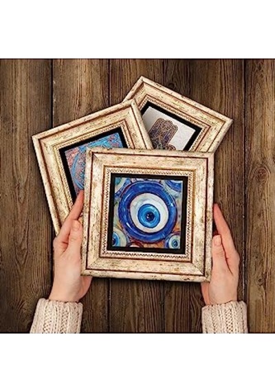 Nazar, Hayat Ağacı, Fatma Ana Eli Hamsa Taş Duvar Tablosu - Çerçeveli Taş Tablo - Dekoratif Duvar Sanatı - Mode Diğer