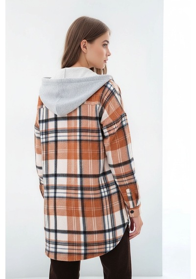 Mamayaga Kadın Desen Bloklu Oduncu Oversize Geniş Kalıp Casual Cepli Kapüşonlu Uzun Boy Ceket Gömlek Kahverengi Mamayaga Kadın Desen Bloklu Oduncu Oversize Geniş Kalıp Casual Cepli Kapüşonlu Uzun Boy Ceket Gömlek Kahverengi