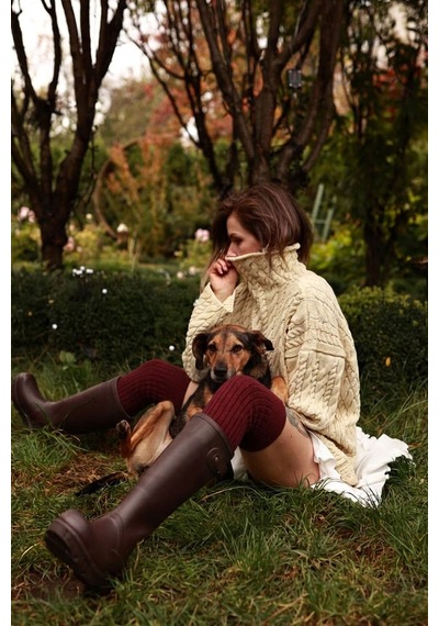 Cotenconcept 2 Çift Parmaksız Tabanlı Kalın Fitilli Diz Üstü Pamuk İçerikli Tozluk Kahve