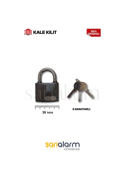 Kale Gri Asma Kilit 38mm Orta-büyük Boy