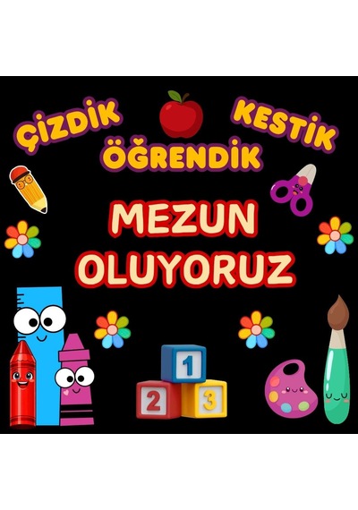 Mezuniyet Temalı Renkli Okul Panosu Figür Seti Hazır Kesim Sınıf Süsü 02 7