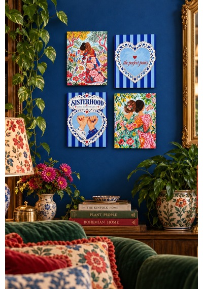 Sisterhood Kız Kardeşlik Ve Dostluk Temalı Duvar Dekoru 4 Lü Tablo Seti, 15 X 20 Cm, 3mm Ahşap Mdf, Dijital Baskı Çok Renkli - 937127654 Çok Renkli - 937127654