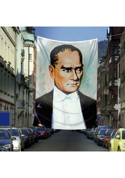 Sivil Takım Elbiseli Gazi Mustafa Kemal Atatürk Portre - Dış Cephe Poster Bayrağı -600x900 Cm 1