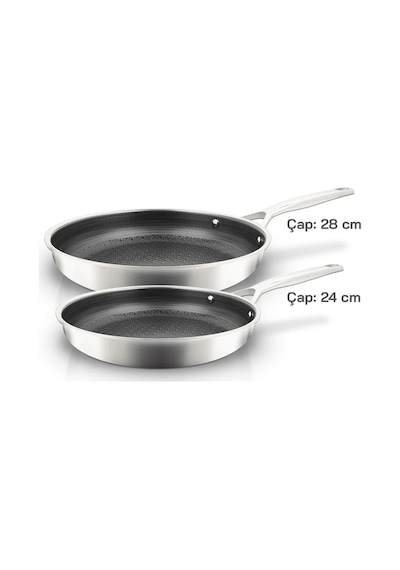 Unıqella Sılver Pro Serisi 2 Parça Tava Seti 24/28cm Çelik
