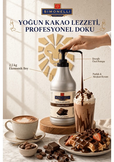 Simonelli Profesyonel Çikolatalı Kahve ve Tatlı Sosu 2500 G + Pompa