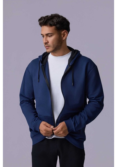 Defys Defy S Erkek Oversize Kapüşonlu Fermuarlı Cepli Sweatshirt İndigo - 527577758 İndigo Defys Defy S Erkek Oversize Kapüşonlu Fermuarlı Cepli Sweatshirt İndigo - 527577758 İndigo