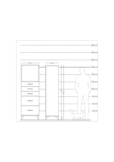 Kronos Dolap Tek Raflı 5 Çekmeceli 60x59x182 Çam-aytaşı Çam