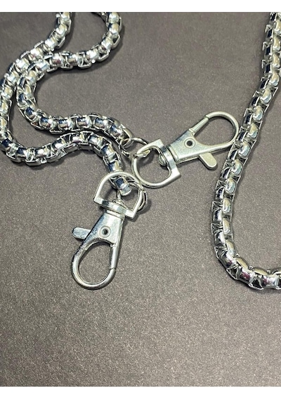 Karantuhafiye Çanta Zinciri Uçları Klipsli 115 Cm Kutu Model Gümüş Gümüş