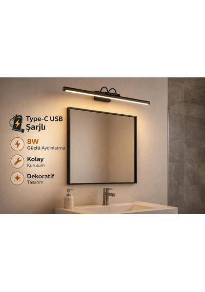 Sarjlı Led Flüt Resim Aplik / 8w / 3200k Gün Işığı / 50cm / Duvar Tipi Ayna/tablo Üstü Dekoratif Işık / Ip20 Diğer