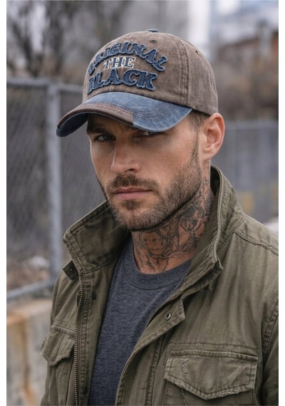 Gigi Luxe Orginal The Black Nakışlı Yıkamalı Deri Eskitme Cap Baseball Şapka Kep Kahverengi Kahverengi