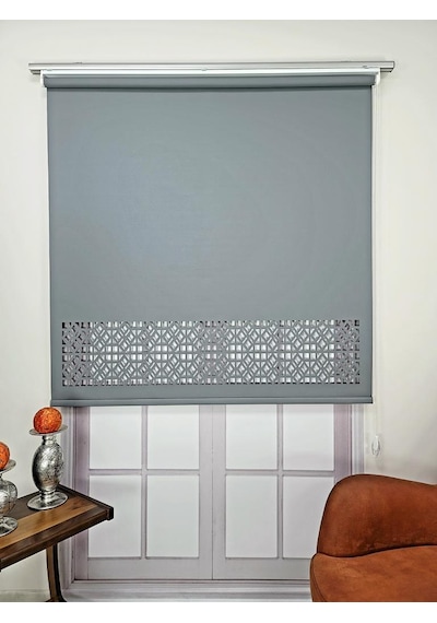 Stor Perde Desenli Lazer Kesim Kalın Kumaşlı Ml104 Antrasit