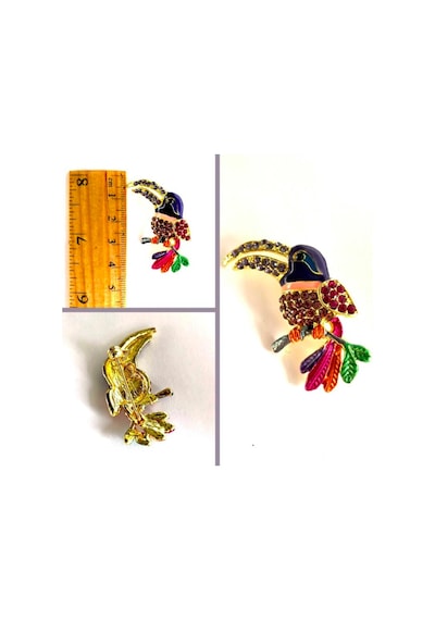 Omeniv Vintage Stil Tropicana Tukan Kuş Broş İğne Kristal Mine