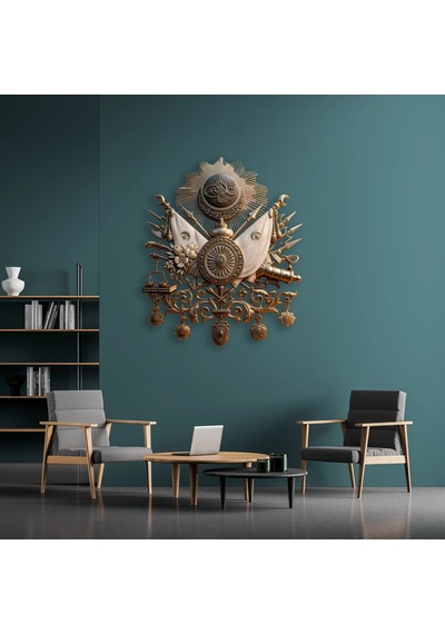 Osmanlı Devlet Arması - Metal Tablo - Dec0172 81 X 95 Cm Çok Renkli