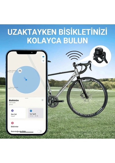 Airtag İçin Bisiklet Zili Gizli Montaj, Gps İzleyici İçin Su Geçirmez Hırsızlığa Karşı Siyah