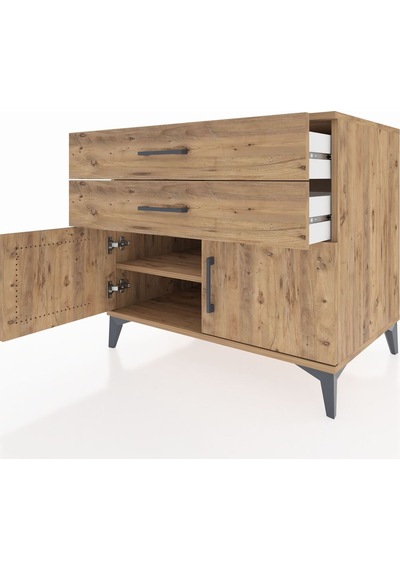 Kronos Şifonyer Tek Raflı 2 Çekmeceli 2 Kapaklı 88x59x80 Çam-çam Çam