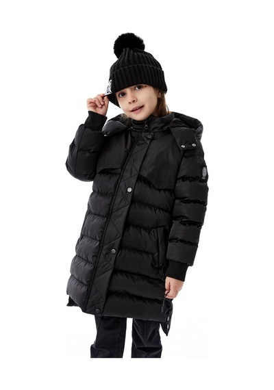 Kız Çocuk Kapüşonlu Kışlık Şişme Mont 51356 Siyah