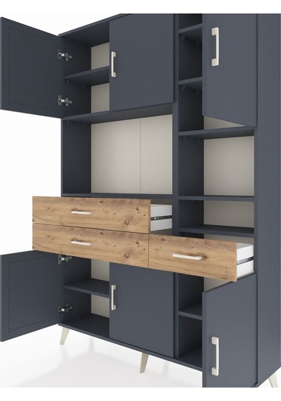 Arges Dolap 10 Raflı 3 Çekmeceli 6 Kapaklı 132x30x195 Antrasit-antrasit/çam Antrasıt/atlas Çam Arges Dolap 10 Raflı 3 Çekmeceli 6 Kapaklı 132x30x195 Antrasit-antrasit/çam Antrasıt/atlas Çam