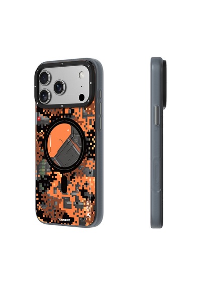 Apple Uyumlu iPhone 17 Pro Max  Kılıf M-safe Şarj Özellikli Youngkit Camouflage Sykell Serisi Kapak Turuncu Turuncu