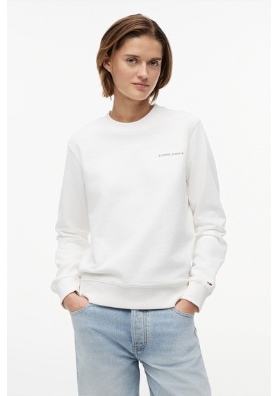 Tommy Hilfiger Tjw Kadın Regular Essential Logo 1 Bisiklet Yaka Beyaz Sweatshirt-16429