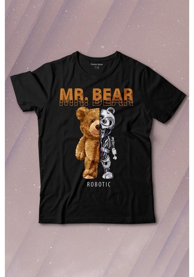 Kendim Seçtim Mr Bear Robotic Ayı Urban Streetwear Sokak Baskılı Tişört Çocuk T-shirt 001