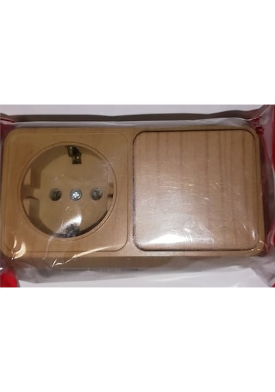 Makel Sıva Üstü Meşe Anahtar+Topraklı Priz 453A1