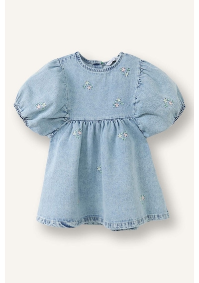 Defacto Pamuklu Denim Elbise Kız Bebek H4072a526smnm39 Mavi-nm39