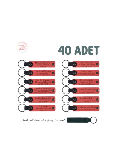 Nar Çiçeği, Kitap Kulübü Etkinliği İçin Kişiselleştirilmiş Anı Anahtarlık 40 Lı Set, Özel Hediye Çok Renkli