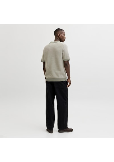 Jack & Jones Erkek Regular Fit Split Yaka Triko Tisört - Heaston - 12294733 Tea Leaf