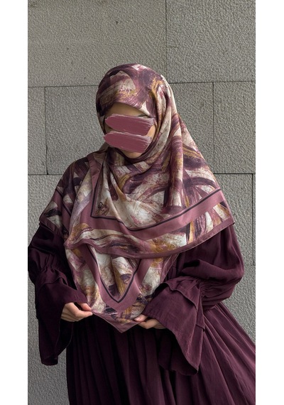 Qalortex Scarf Pamuklu Soft Fırça Desen Eşarp-gül Kurusu