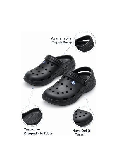 Siyah Plaj Bahçe Günlük Çeyiz Rahat Kaymaz Taban Ortopedik Kadın Erkek Unisex Kapalı Terlik Siyah - Siyah Siyah Plaj Bahçe Günlük Çeyiz Rahat Kaymaz Taban Ortopedik Kadın Erkek Unisex Kapalı Terlik Siyah - Siyah