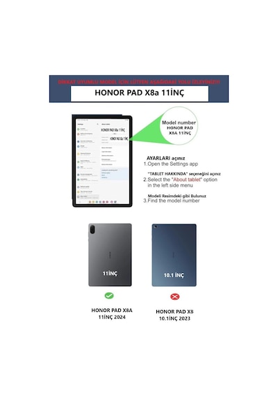 Honor Pad X8a 11inç Kılıf Dönen Tablet Kilifi Ekran Koruyucu+kalem Honorpad X8/x8 Pro Değildir Kılıf