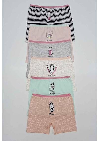 Sebatingo Kız Çocuk Pembe Pamuklu Boxer 6'lı Paket D89500-43 3-4 Yaş Çok Renkli2 Çok Renkli