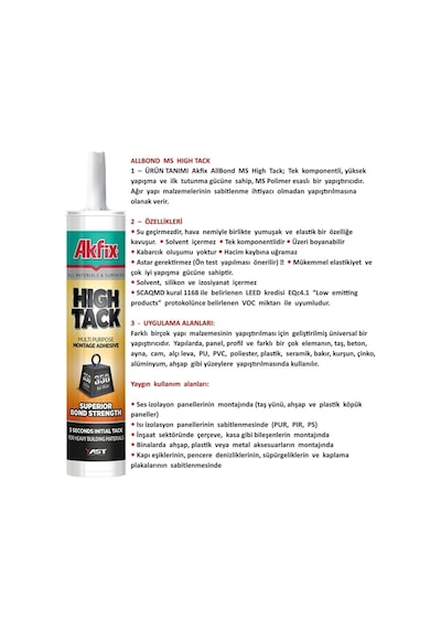 Akfix High Tack Beyaz Korniş Slikonu 004