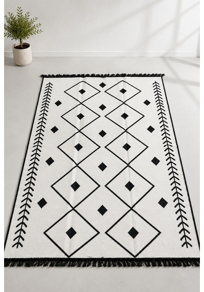 Kilim Paspas Çok Amaçlı Halı Makinede Yıkanabilir Toz Yapmaz Siyah