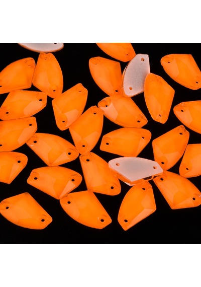 Gymo Premium Kalite Altı Düz Delikli Dikme Kristal Taş Ax Shape 9 14mm N05 Orange Neon 45 Adet